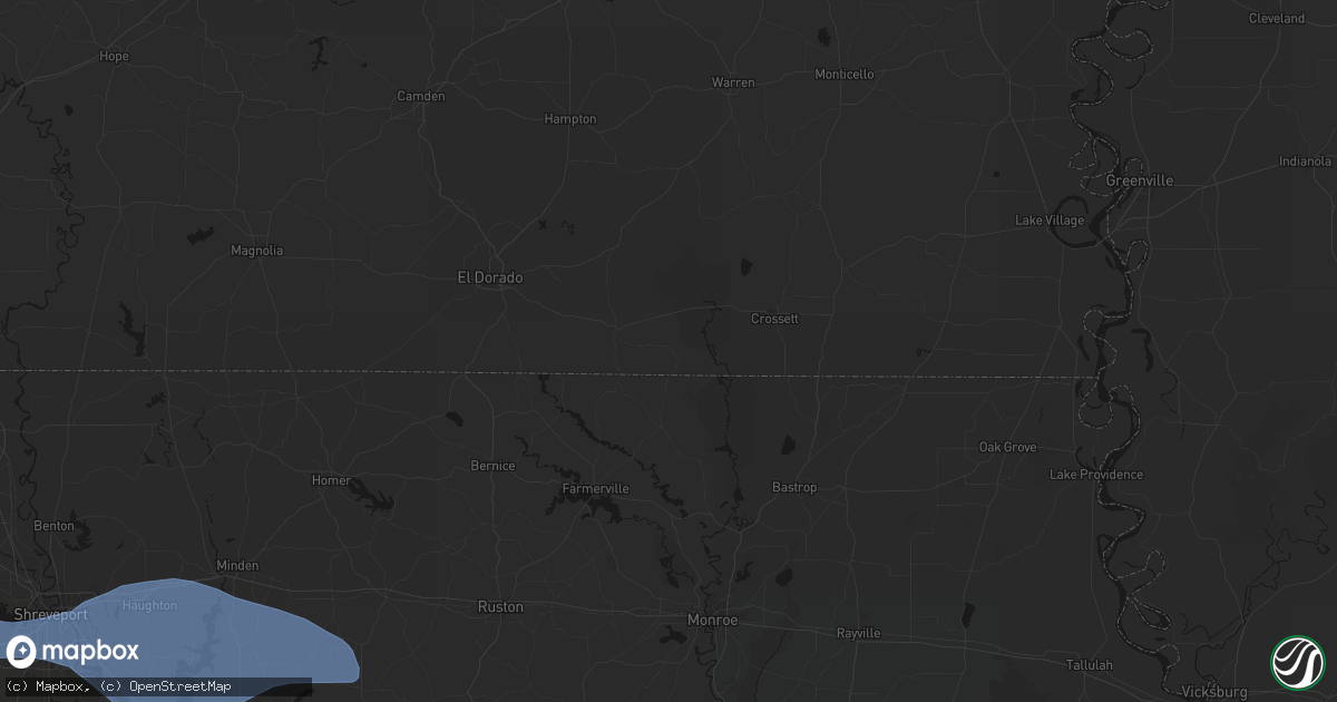 Hail map in Huttig, AR on July 6, 2026