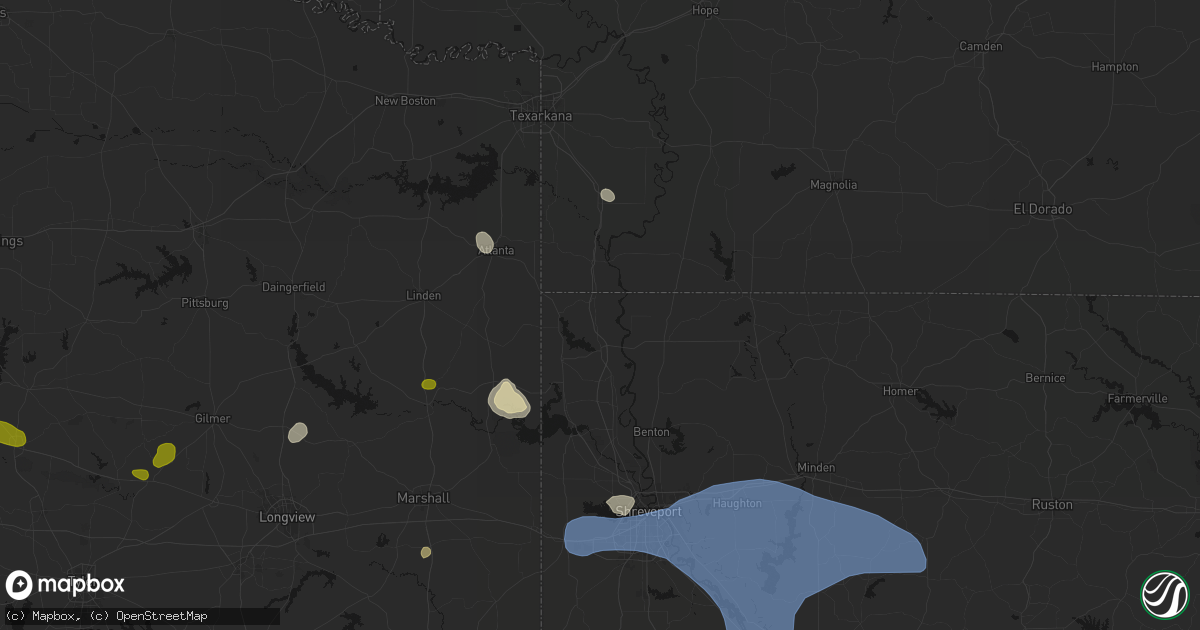 Hail map in Ida, LA on July 6, 2026