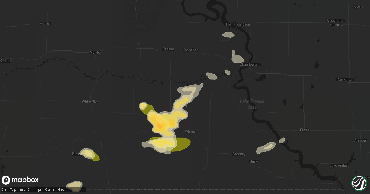Hail map in Ideal, SD on July 6, 2026