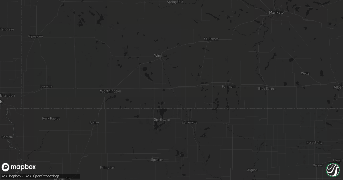 Hail map in Jackson, MN on July 6, 2026