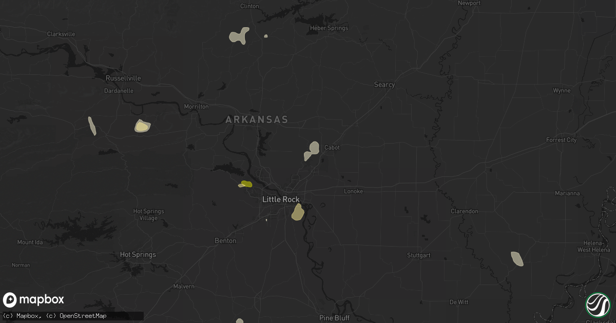 Hail map in Jacksonville, AR on July 6, 2026