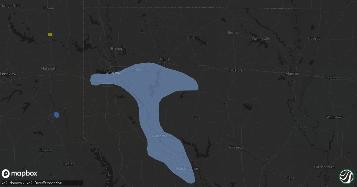 Hail map in Jamestown, LA on July 6, 2026