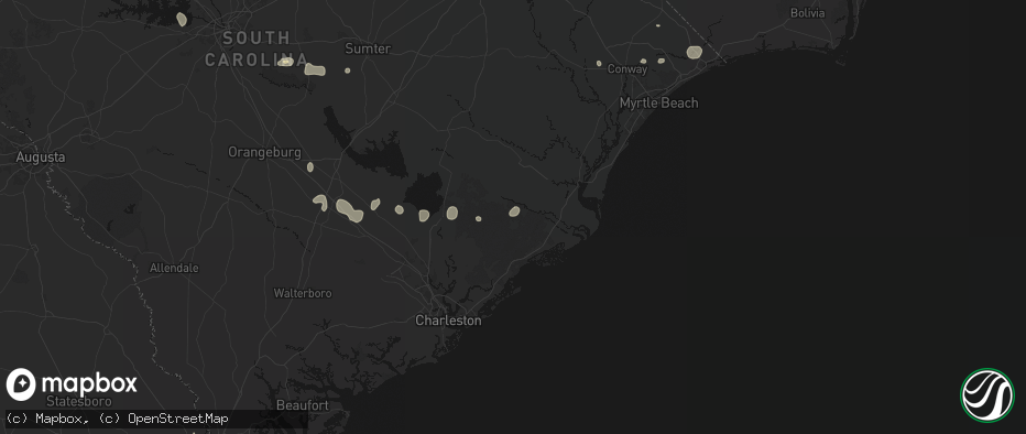 Hail map in Jamestown, SC on July 6, 2026