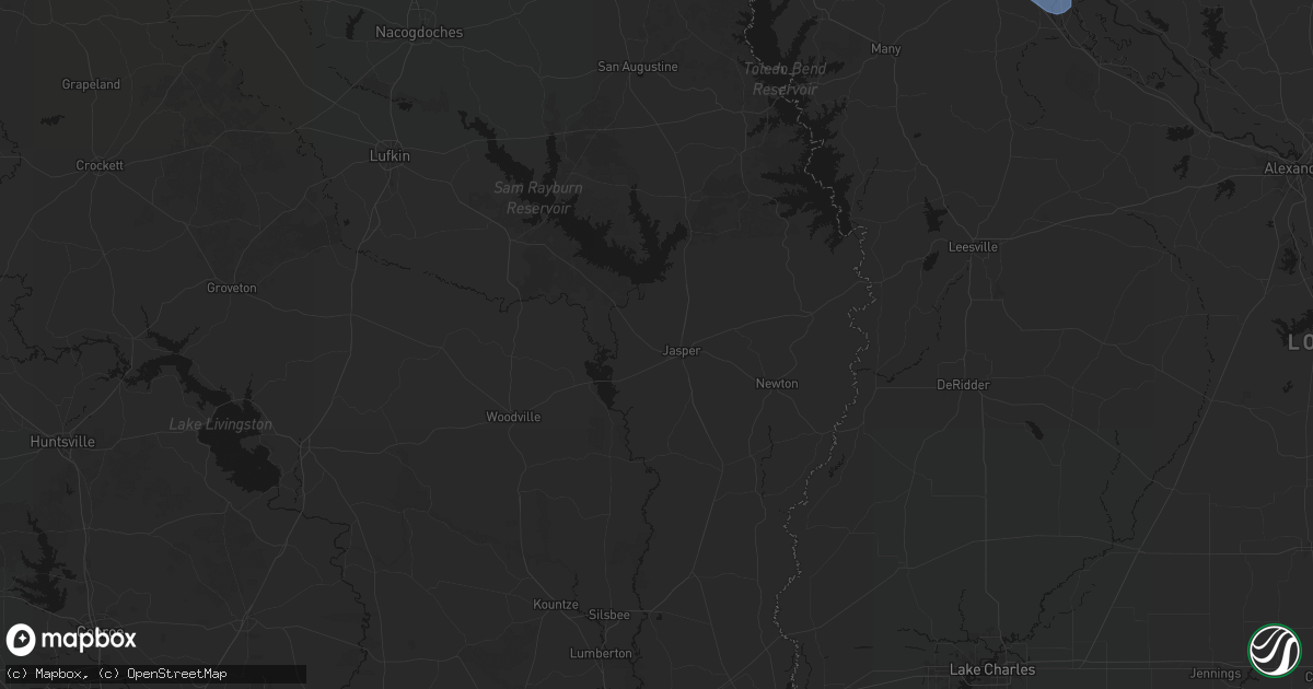 Hail map in Jasper, TX on July 6, 2026