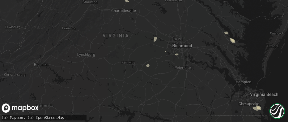 Hail map in Jetersville, VA on July 6, 2026