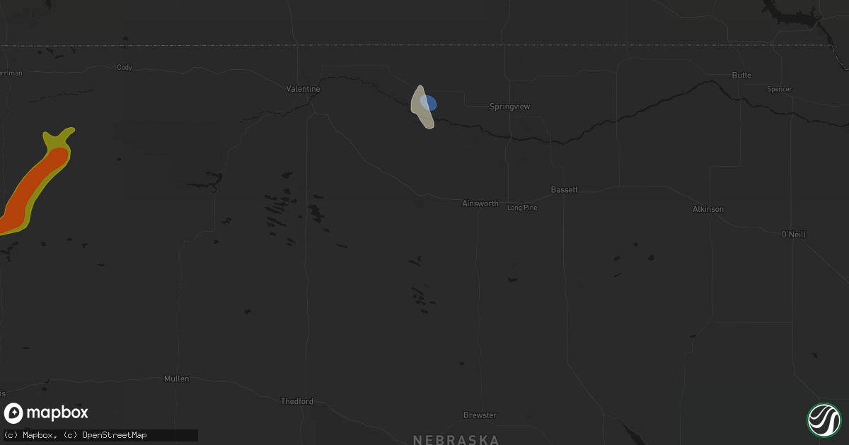 Hail map in Johnstown, NE on July 6, 2026