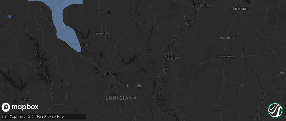 Hail map in Jonesville, LA on July 6, 2026