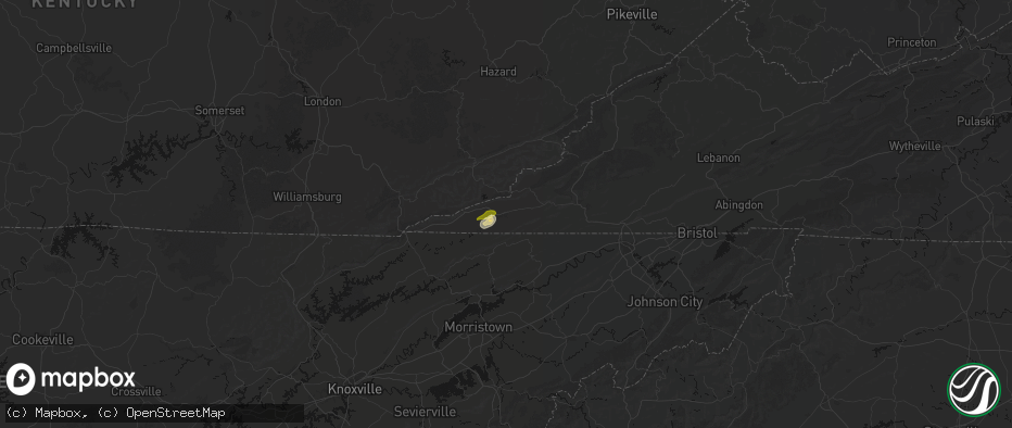 Hail map in Jonesville, VA on July 6, 2026