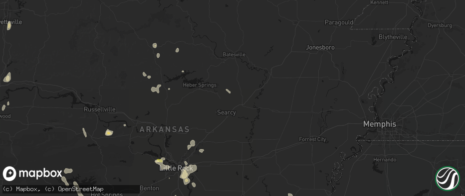 Hail map in Judsonia, AR on July 6, 2026