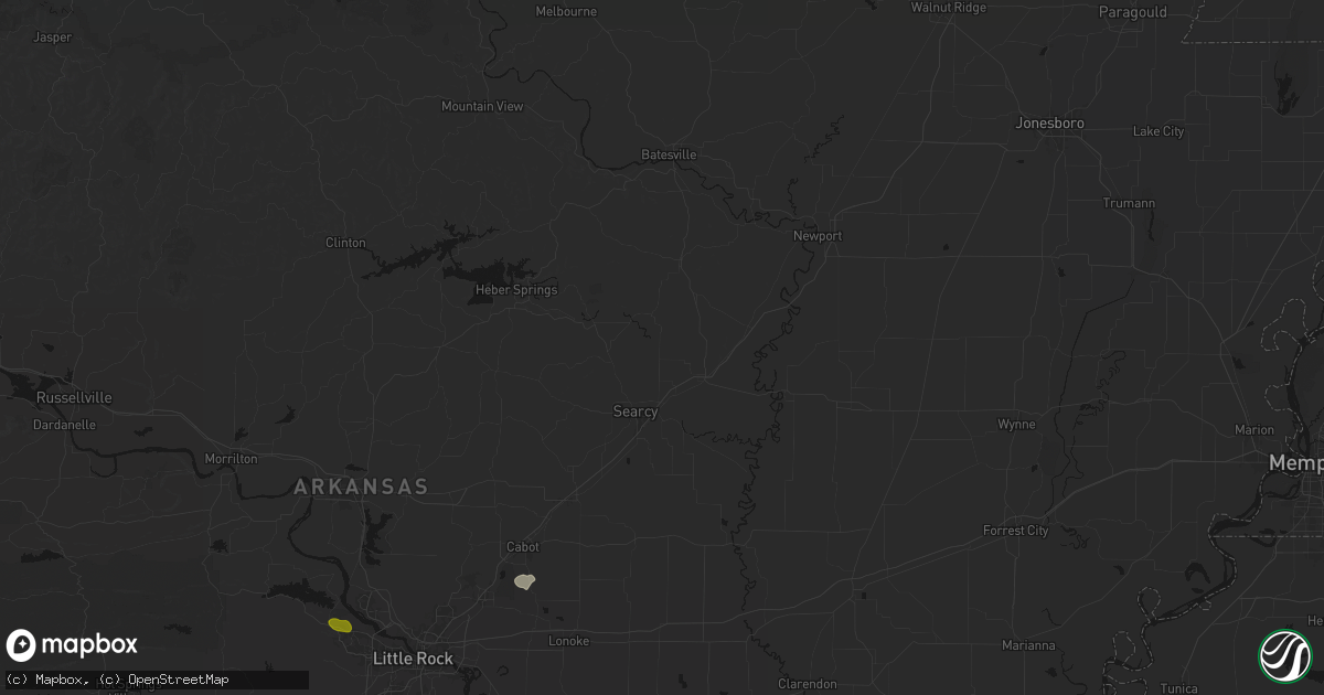 Hail map in Judsonia, AR on July 6, 2026