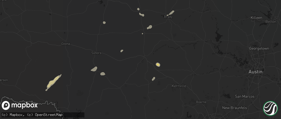 Hail map in Junction, TX on July 6, 2026