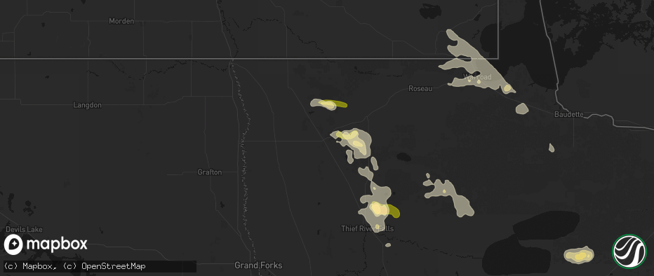 Hail map in Karlstad, MN on July 6, 2026