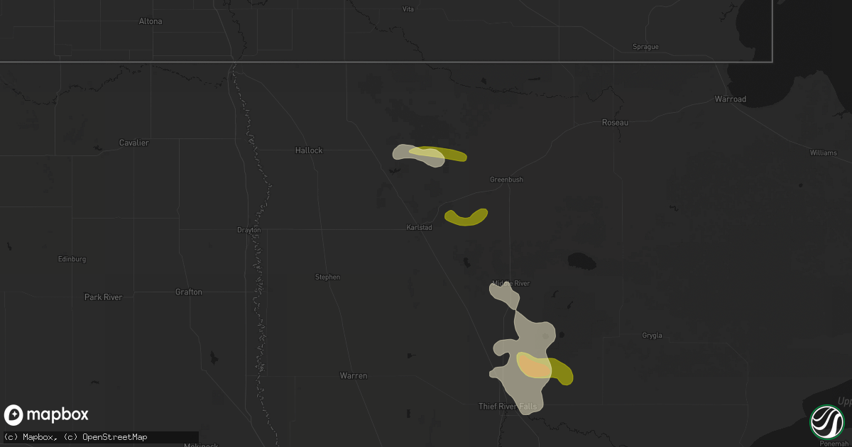 Hail map in Karlstad, MN on July 6, 2026