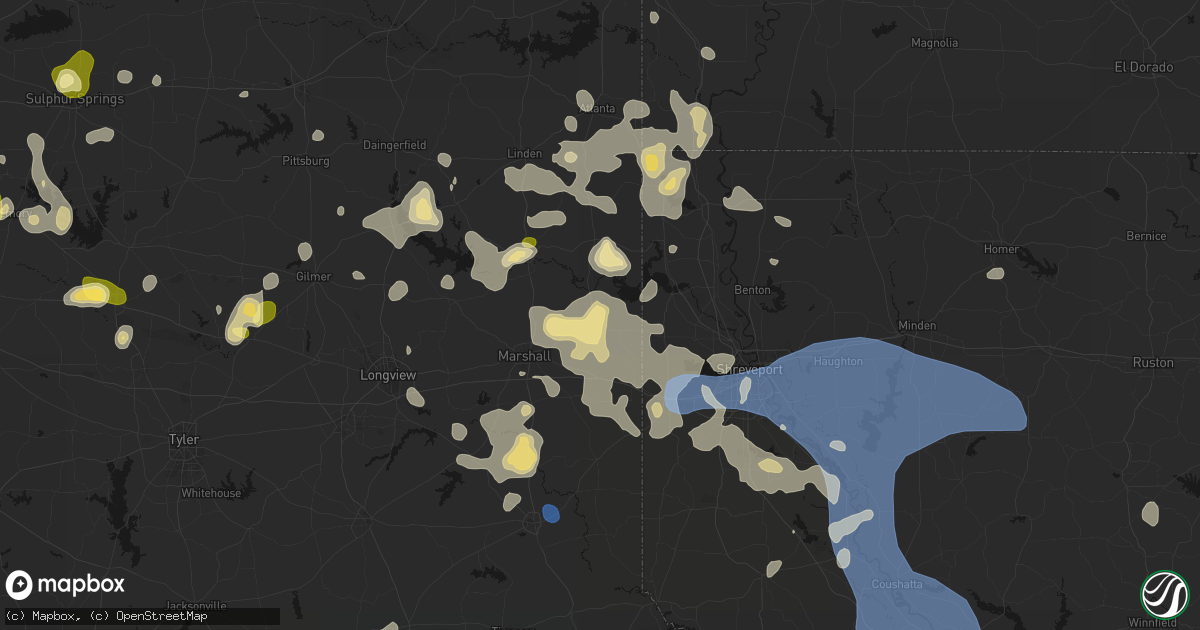 Hail map in Karnack, TX on July 6, 2026