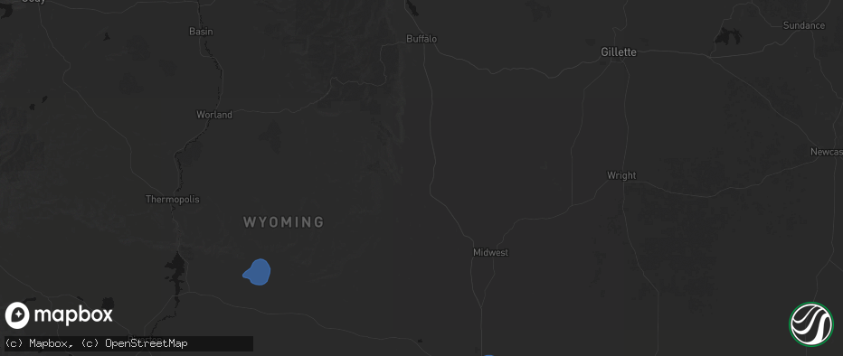 Hail map in Kaycee, WY on July 6, 2026