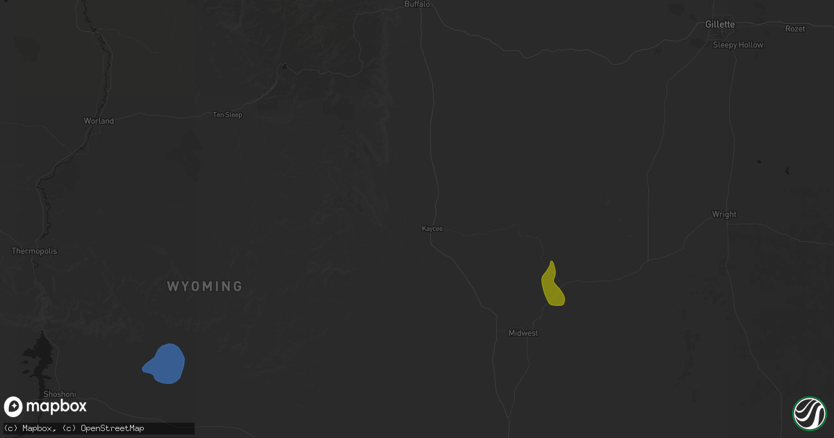 Hail map in Kaycee, WY on July 6, 2026