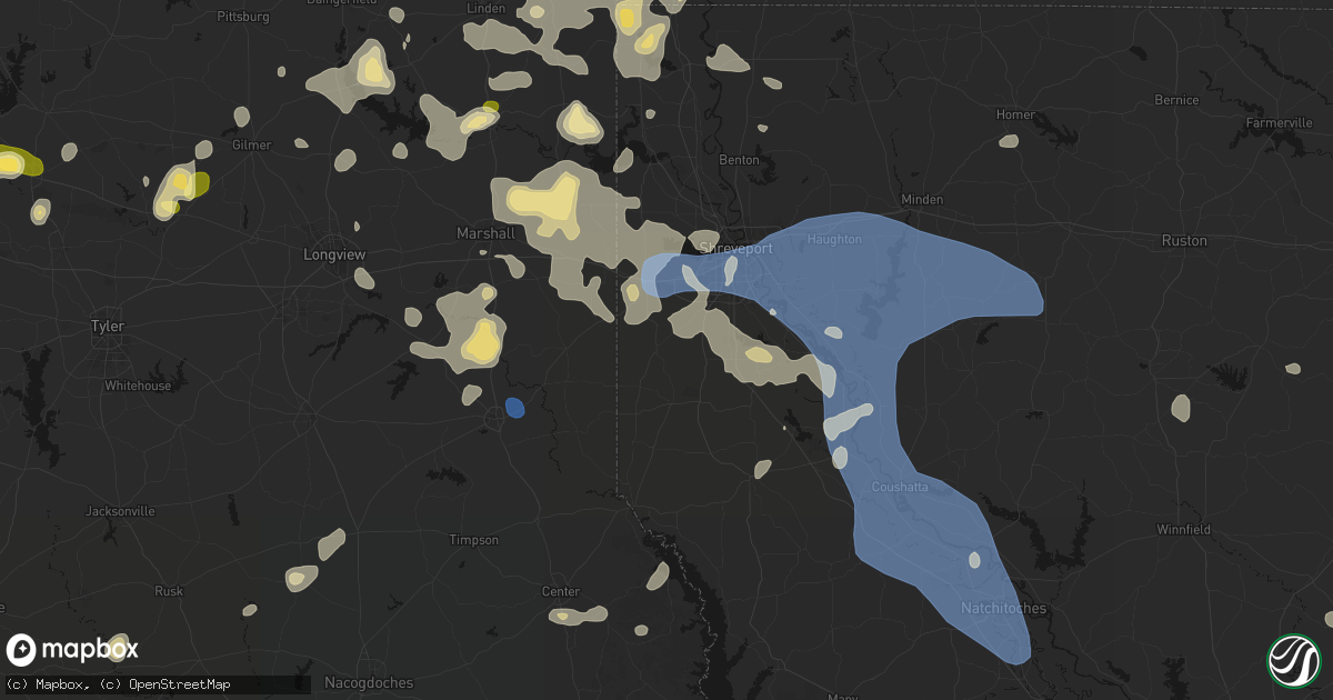 Hail map in Keithville, LA on July 6, 2026