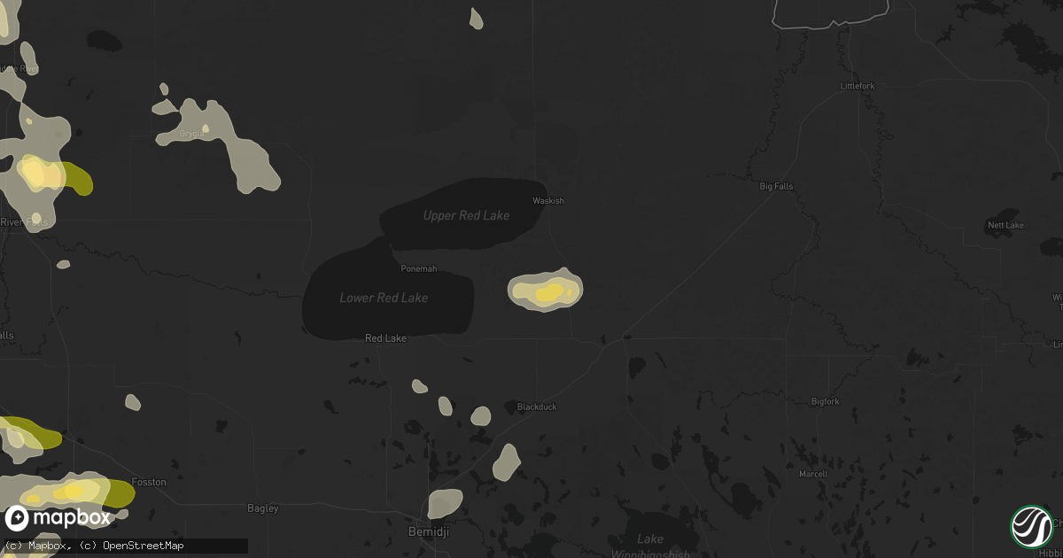 Hail map in Kelliher, MN on July 6, 2026