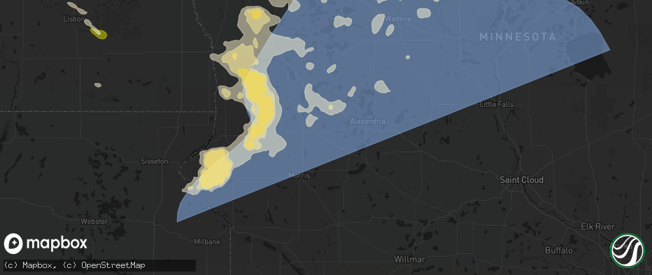 Hail map in Kensington, MN on July 6, 2026