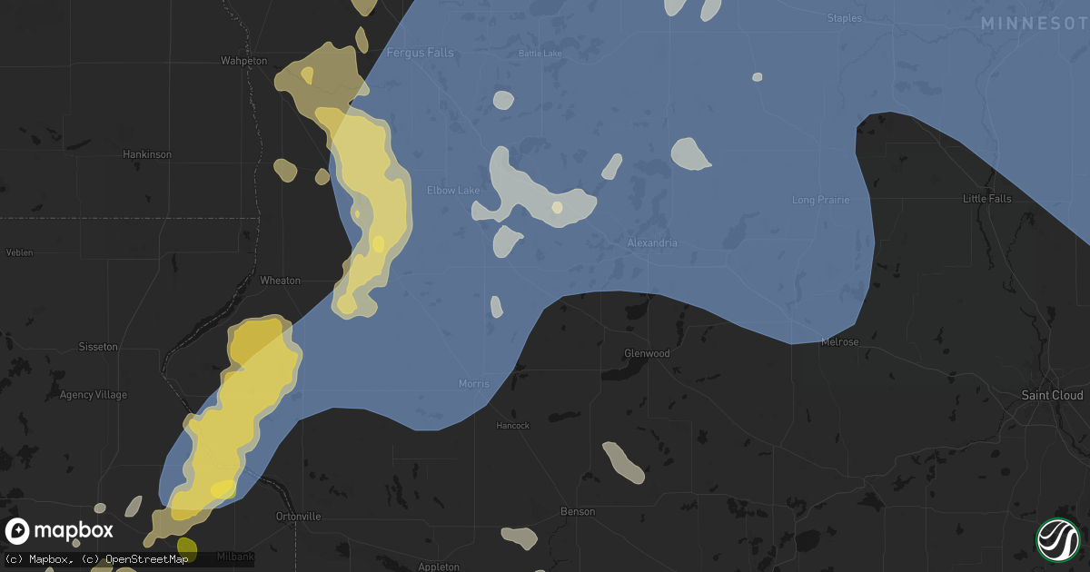 Hail map in Kensington, MN on July 6, 2026