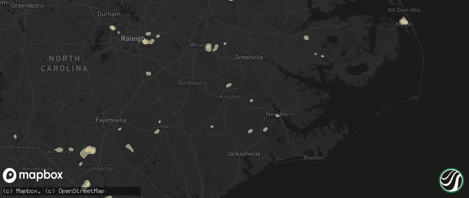 Hail map in Kinston, NC on July 6, 2026
