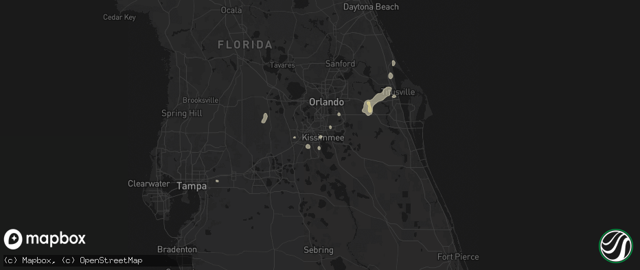 Hail map in Kissimmee, FL on July 6, 2026