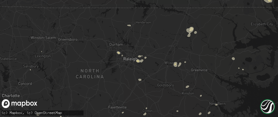 Hail map in Knightdale, NC on July 6, 2026