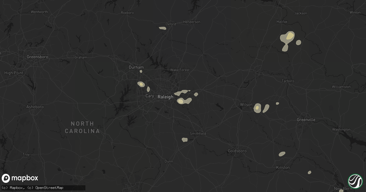 Hail map in Knightdale, NC on July 6, 2026