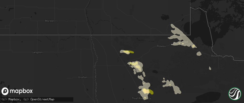Hail map in Lake Bronson, MN on July 6, 2026