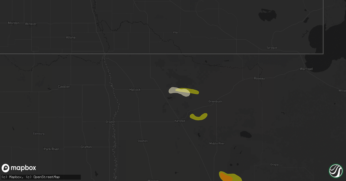 Hail map in Lake Bronson, MN on July 6, 2026