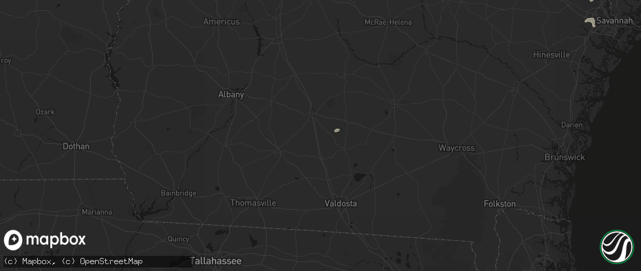 Hail map in Lenox, GA on July 6, 2026