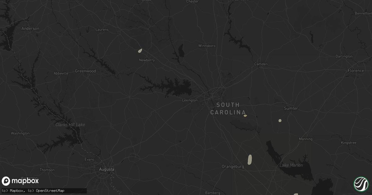 Hail map in Lexington, SC on July 6, 2026