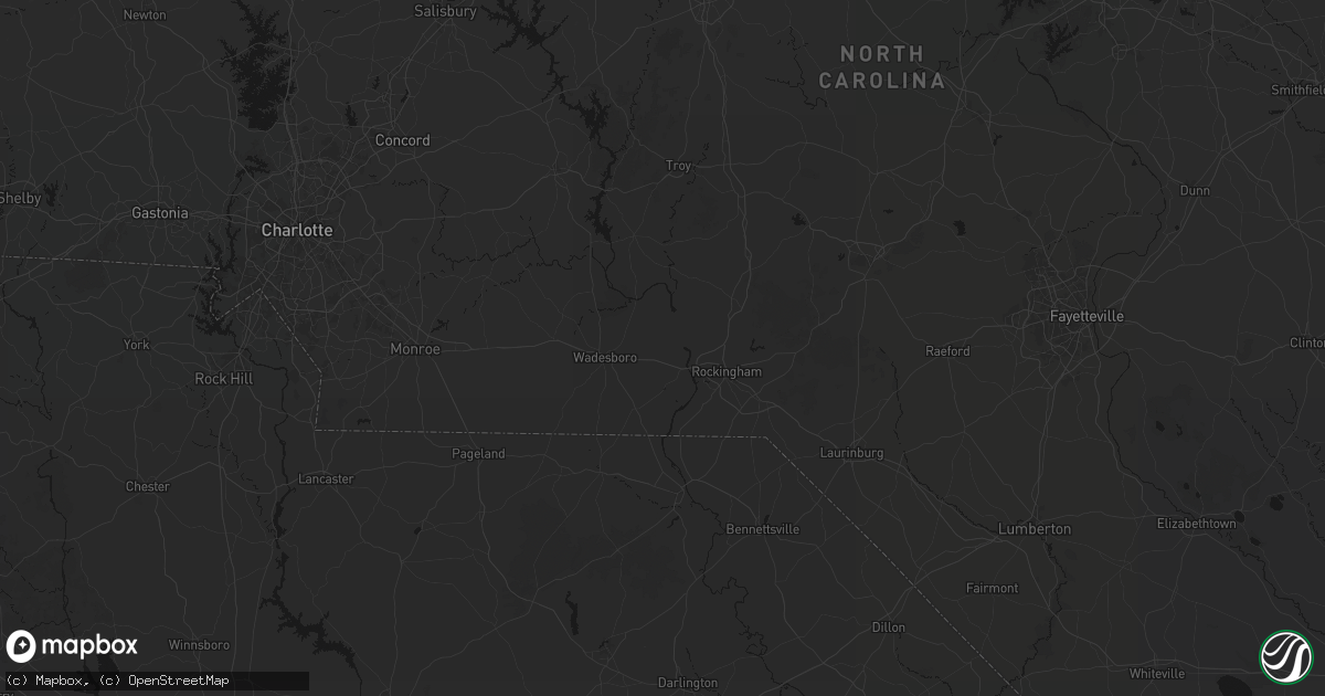 Hail map in Lilesville, NC on July 6, 2026