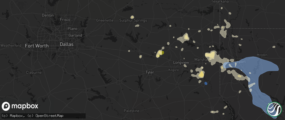 Hail map in Lindale, TX on July 6, 2026