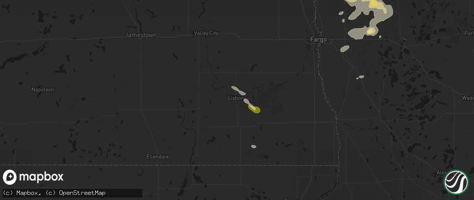 Hail map in Lisbon, ND on July 6, 2026