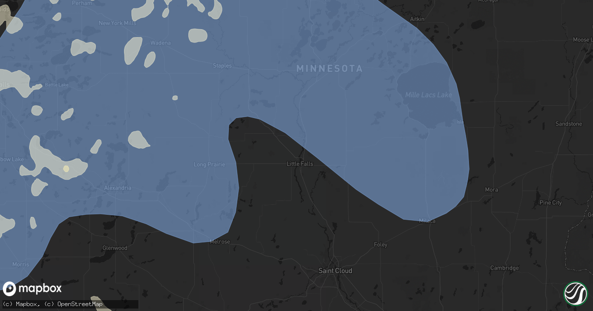 Hail map in Little Falls, MN on July 6, 2026