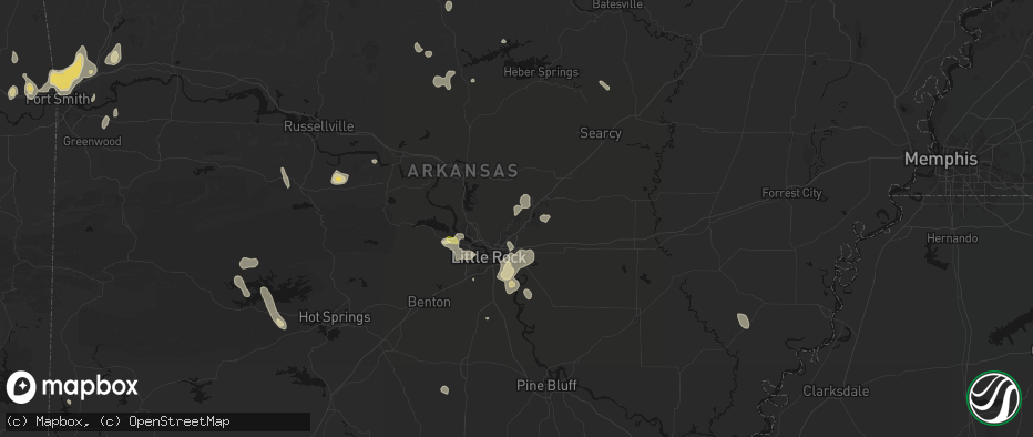 Hail map in Little Rock Air Force Base, AR on July 6, 2026