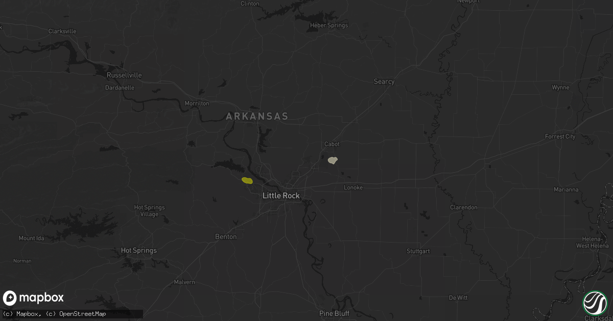 Hail map in Little Rock Air Force Base, AR on July 6, 2026