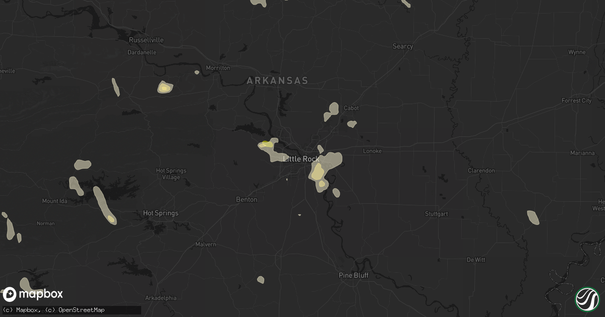 Hail map in Little Rock, AR on July 6, 2026