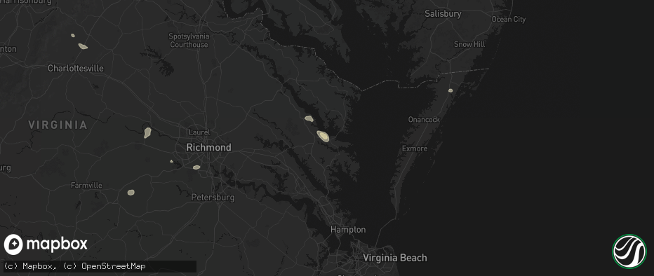 Hail map in Locust Hill, VA on July 6, 2026
