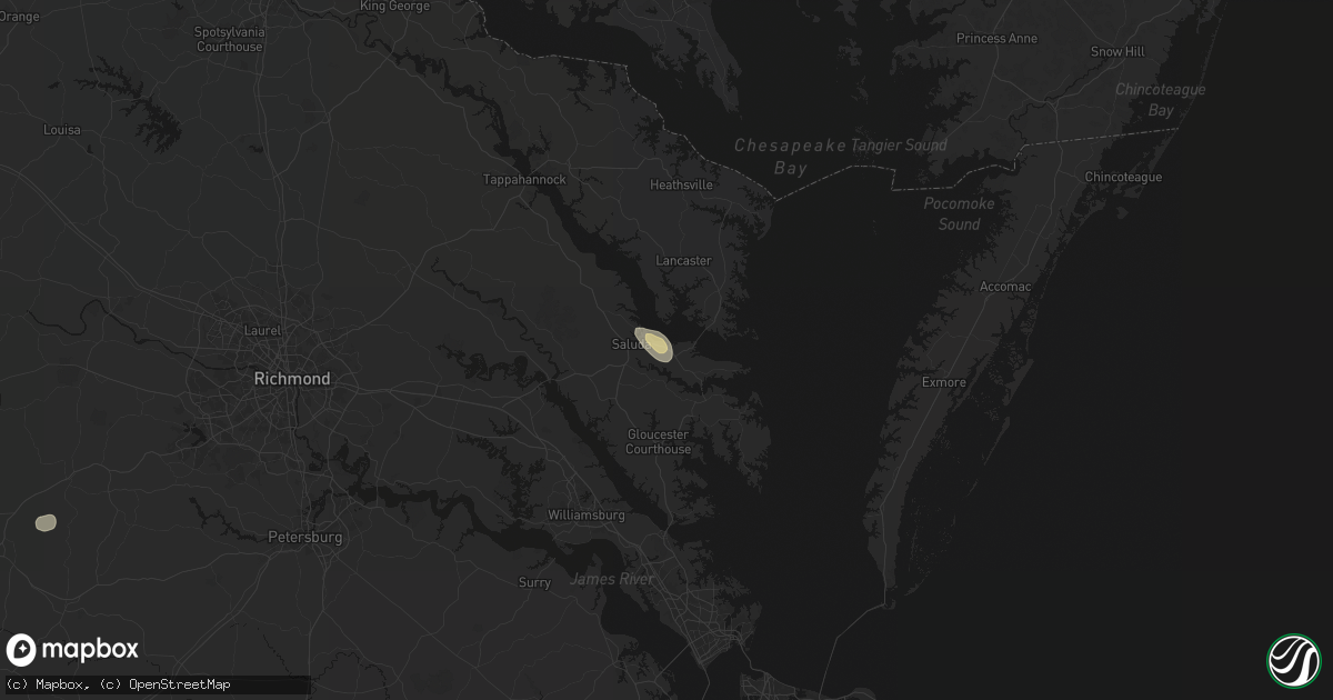 Hail map in Locust Hill, VA on July 6, 2026