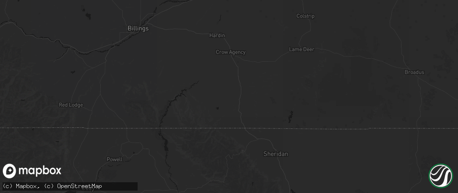 Hail map in Lodge Grass, MT on July 6, 2026