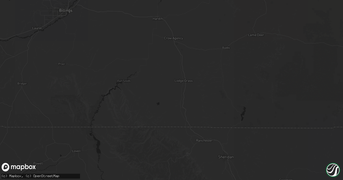 Hail map in Lodge Grass, MT on July 6, 2026