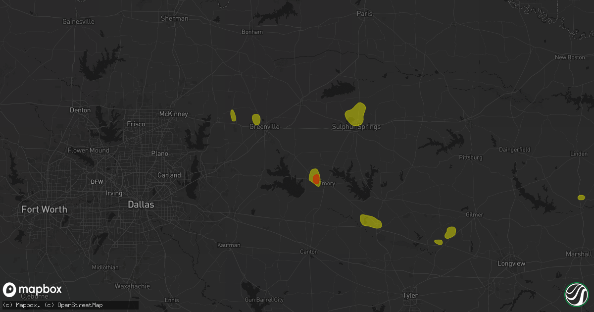 Hail map in Lone Oak, TX on July 6, 2026
