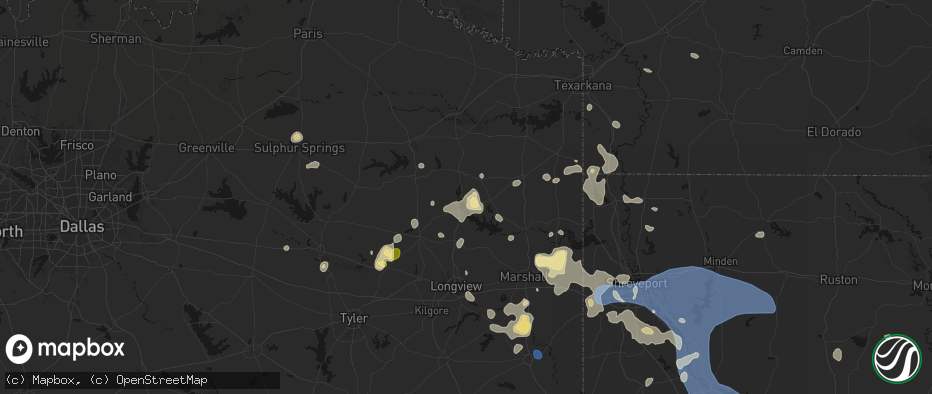 Hail map in Lone Star, TX on July 6, 2026
