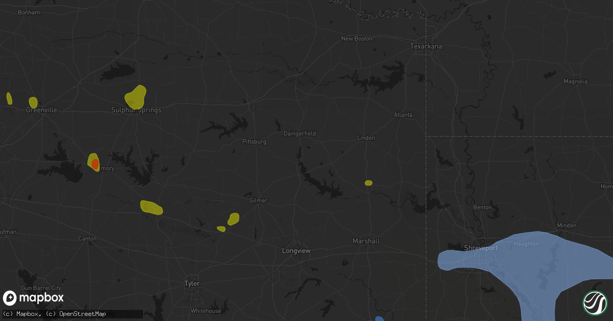 Hail map in Lone Star, TX on July 6, 2026