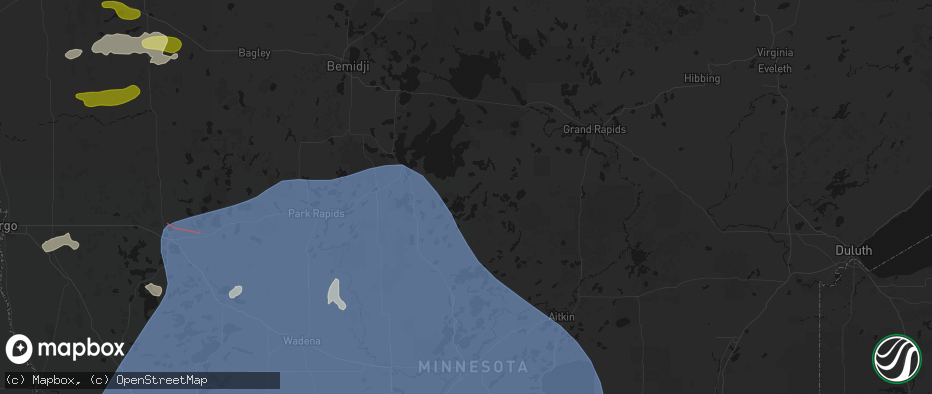 Hail map in Longville, MN on July 6, 2026
