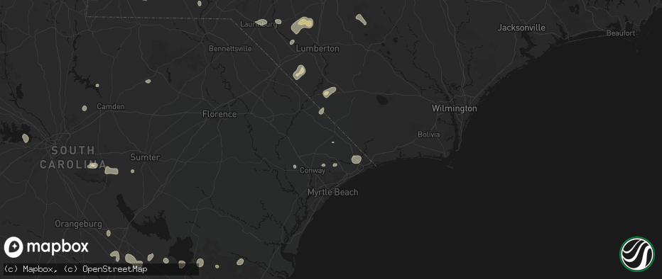 Hail map in Loris, SC on July 6, 2026