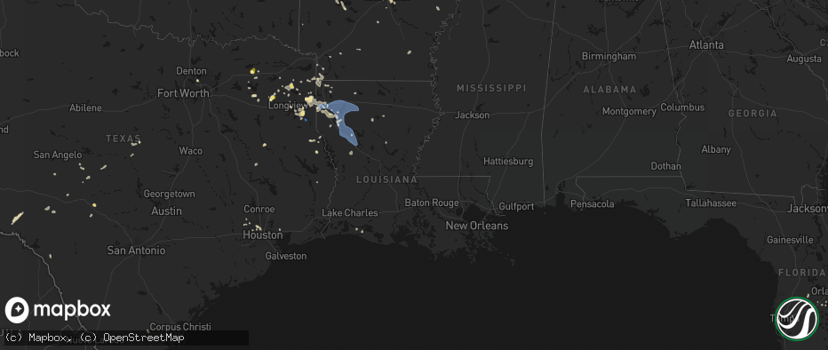 Hail map in Louisiana on July 6, 2026
