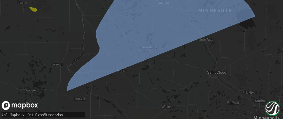 Hail map in Lowry, MN on July 6, 2026